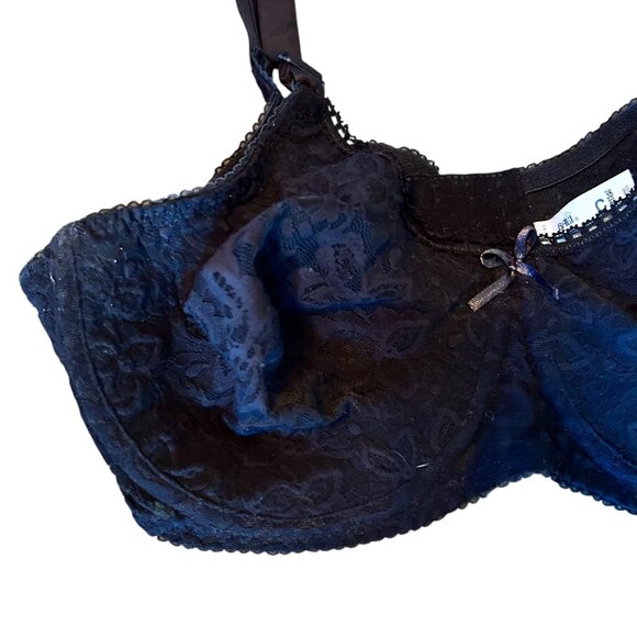 Vintage Bali Floral Black Lace Lingerie Underwire Bra 38C - Picture 2 of 7